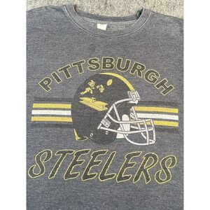 Vintage Pittsburgh Steelers Crewneck Sweatshirt Boxy Graphic Gray NFL Large Rare